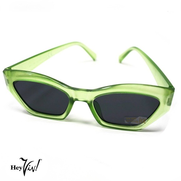 Green Day Glo Fashion Sunglasses - Look Cool in Retro Shades - Hey Viv - Picture 2 of 3